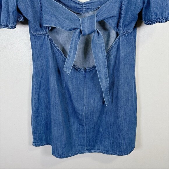 Zara  Denim Balloon Sleeve Heart Shaped Neckline Mini Dress - Picture 15 of 16